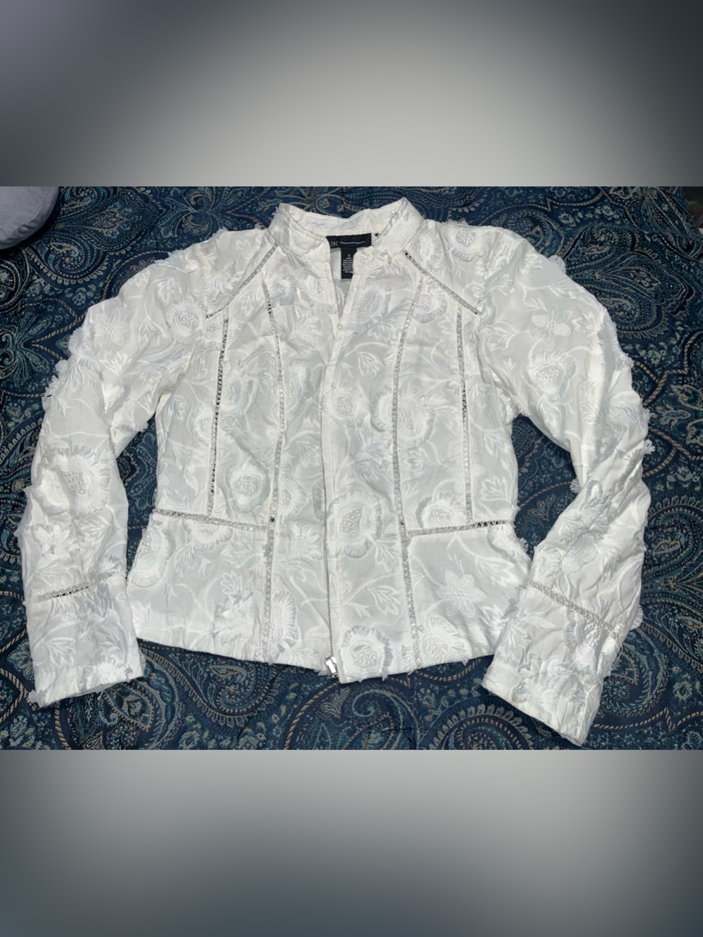INC International Concepts White Embroidered Top